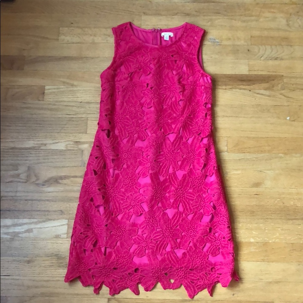 Pink dress with lace overlay